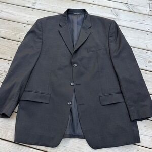 Carlo Mandrone Mens Black Windowpane Wool Blazer Sport Coat 44R Made in Canada